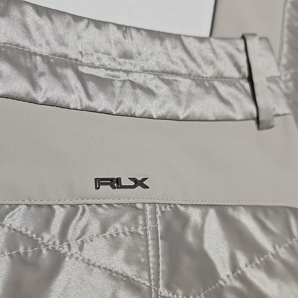 RLX Ralph Lauren High Waist Metallic Silver Quilted Joggers Pants Size 10